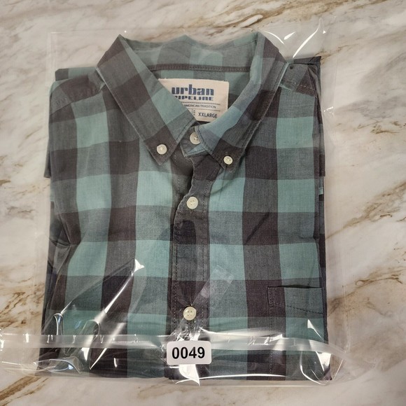Urban Pipeline Shirt Men 2XL Teal Plaid Short Sleeve - Picture 13 of 13